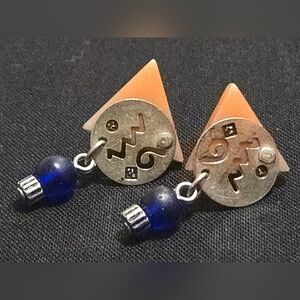 70s Vintage Geometric Acrylic Beaded Earrings